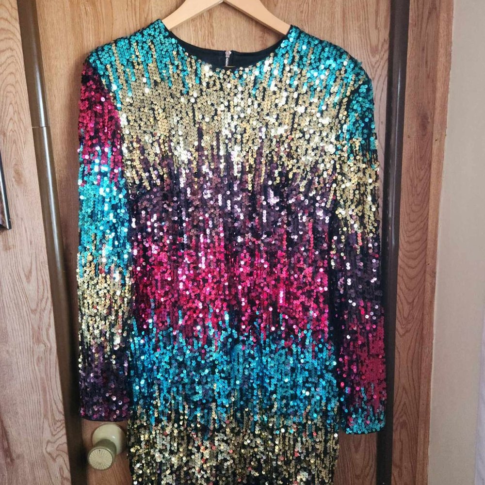 Sequined Party Dress Long Sleeved